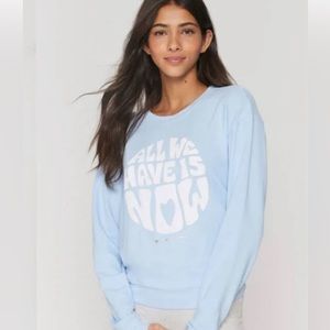 Spiritual Gangster, All We Have Is Now,Retro Pullover Sweatshirt Blue. Size Lg.